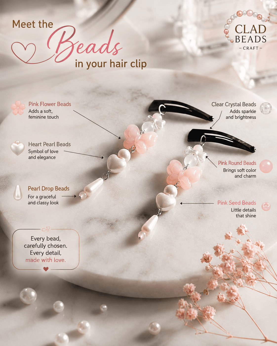 Blush Pearl Dangle Clips
