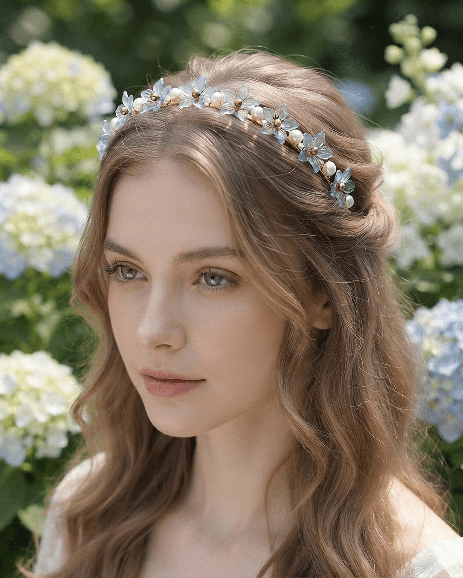 Blue Blossom Floral Halo