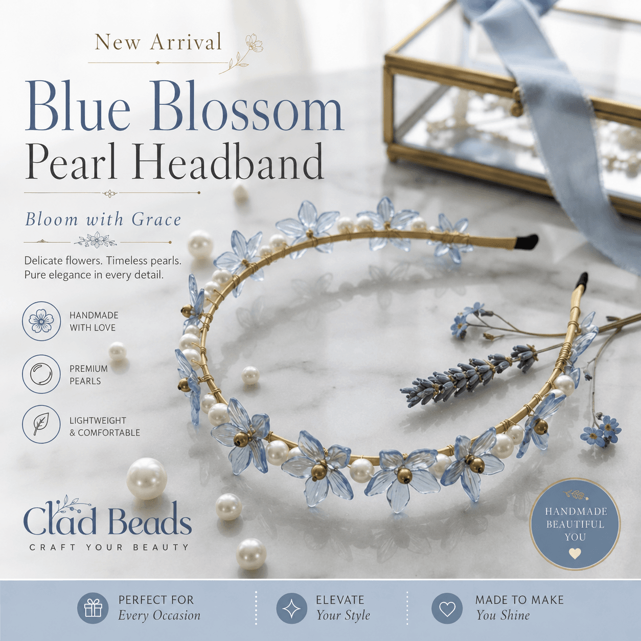 Blue Blossom Floral Halo
