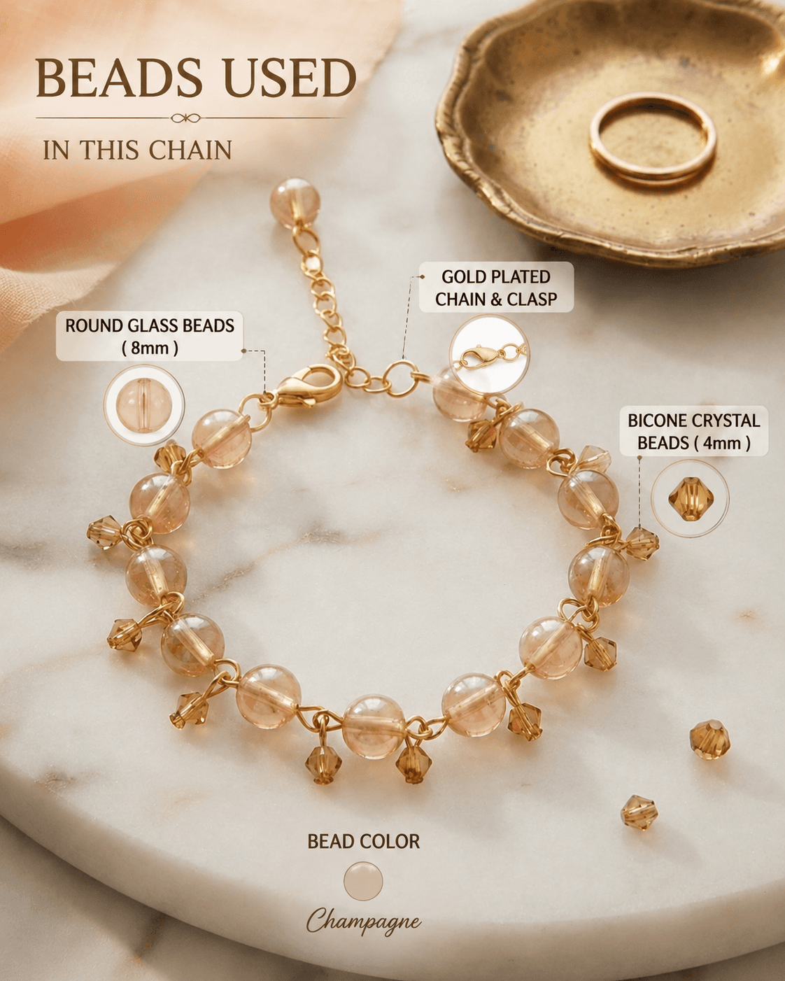 Champagne Dangle Bracelet