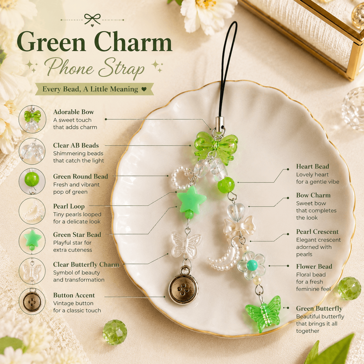 Green Meadow Charm Bead Guide